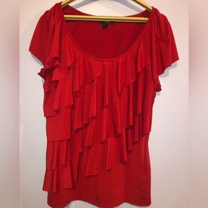 Women’s red top.